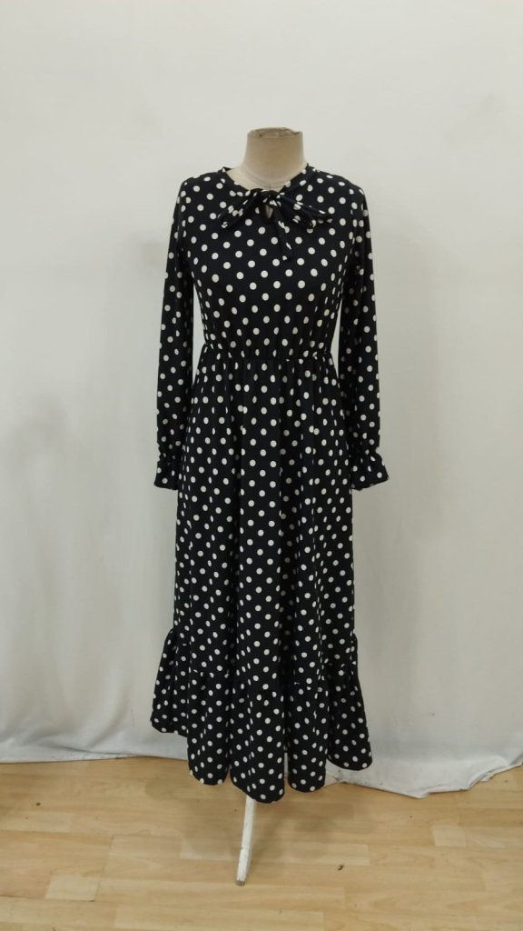 Black Polka Dot Fit And Flare Dress