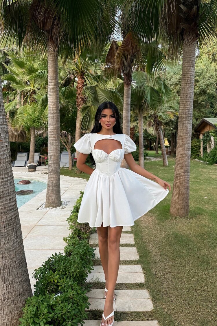White Sexy Elegant Fit And Flare Mini Dress
