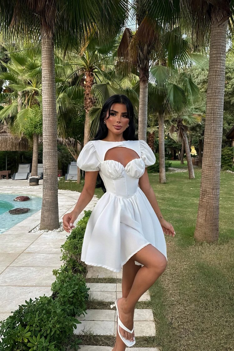 White Sexy Elegant Fit And Flare Mini Dress