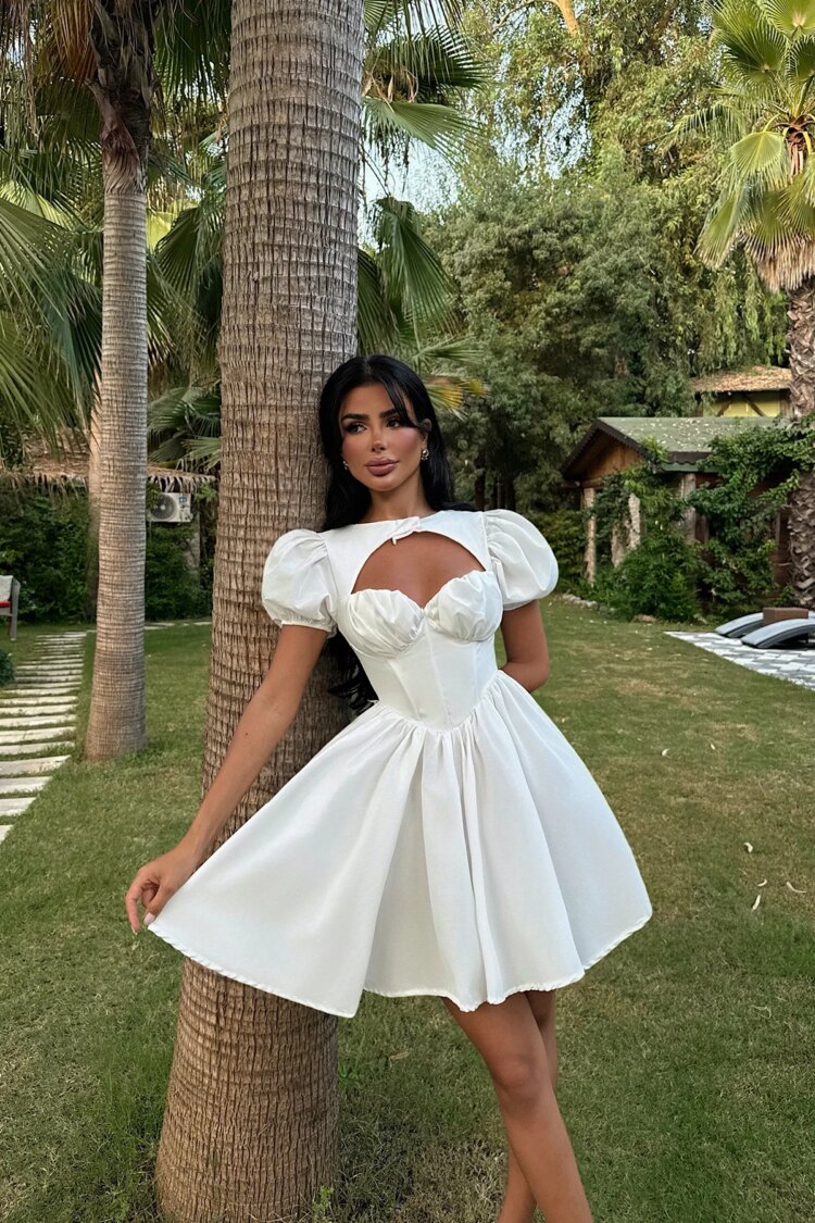 White Sexy Elegant Fit And Flare Mini Dress - Brand: EYYO ATELIER - Women & Kids, Baby Clothes Wholesale - Globality Store