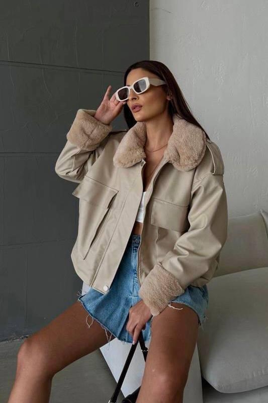 Bomber Jacket Oversized Fit With Notched Collar