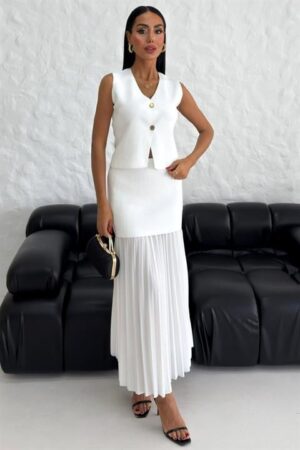 Vest And Pleated Skirt Knitwear Set - Brand: Sobe Istanbul - Women & Kids, Baby Clothes Wholesale - Globality Store