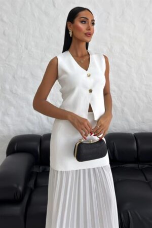Vest And Pleated Skirt Knitwear Set - Brand: Sobe Istanbul - Women & Kids, Baby Clothes Wholesale - Globality Store
