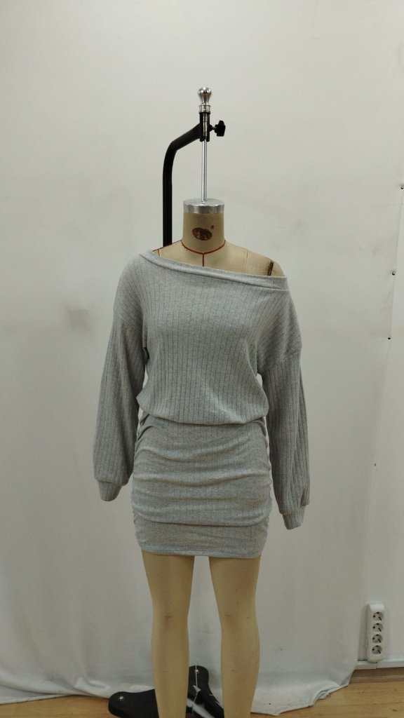 SexyBodycon Mini Dress With Off Shoulder Neck