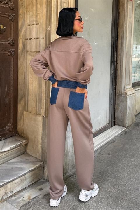 Beige Casual Sport Streetwear Set