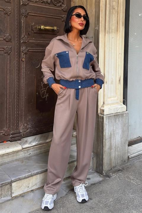 Beige Casual Sport Streetwear Set - Brand: Sobe Istanbul - Women & Kids, Baby Clothes Wholesale - Globality Store