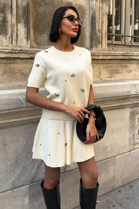 Beige Casual Elegant Glam Set