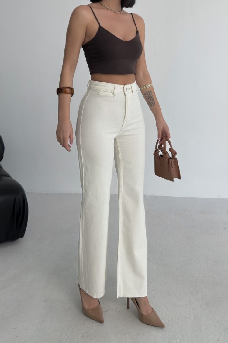Decorative Pocket Detailed Wide Leg Palazzo Jeans