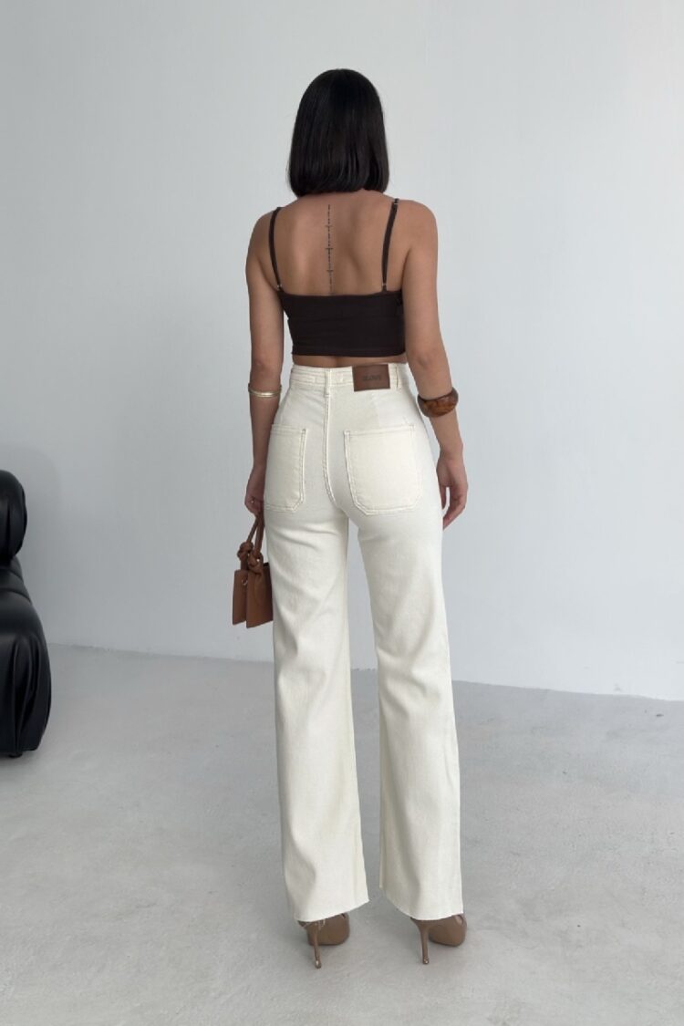 Decorative Pocket Detailed Wide Leg Palazzo Jeans