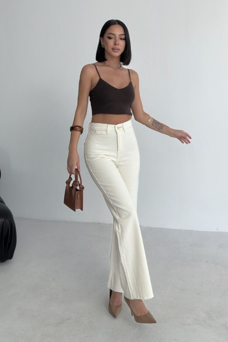 Decorative Pocket Detailed Wide Leg Palazzo Jeans