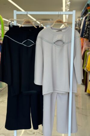 Beige Casual Elegant Oversized Palazzo Set - Brand: Sobe Istanbul - Women & Kids, Baby Clothes Wholesale - Globality Store