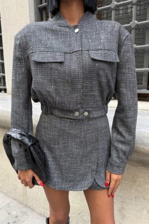 Grey Casual Checkered Skort Wrap Mini Set - Brand: Sobe Istanbul - Women & Kids, Baby Clothes Wholesale - Globality Store