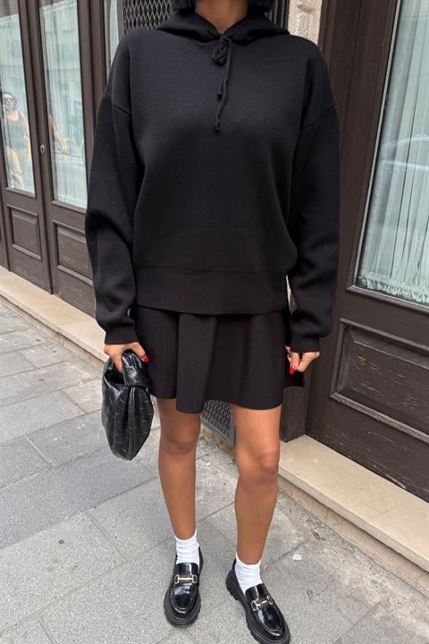Pleated Mini Skirt Set With Hoodie