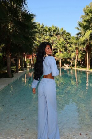 Blue Casual Boho Streetwear Set - Brand: EYYO ATELIER - Women & Kids, Baby Clothes Wholesale - Globality Store