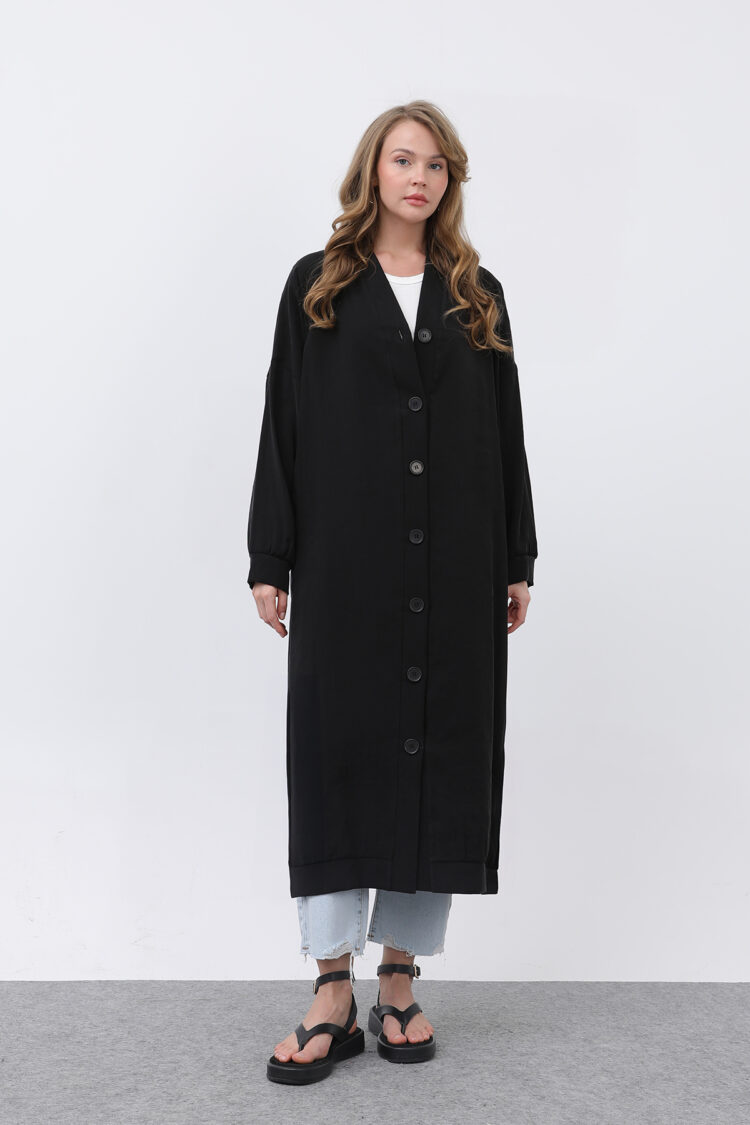 V-Neck Oversized Fit Buttoned Tunic