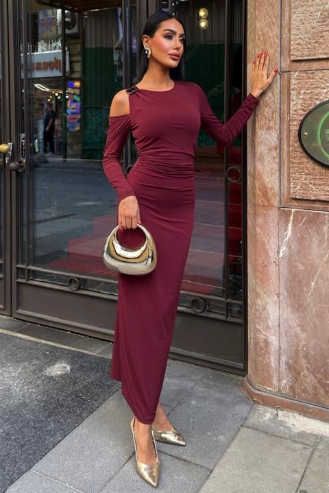 Claret Red Elegant Formal Maxi Sheath Dress - Brand: Sobe Istanbul - Women & Kids, Baby Clothes Wholesale - Globality Store