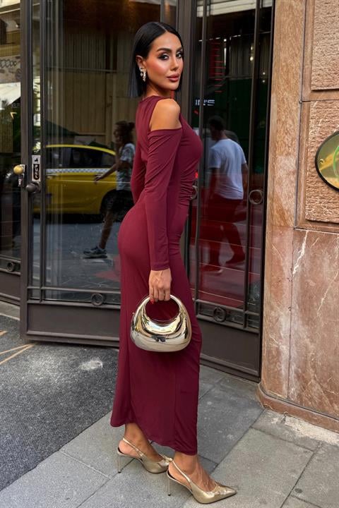 Claret Red Elegant Formal Maxi Sheath Dress
