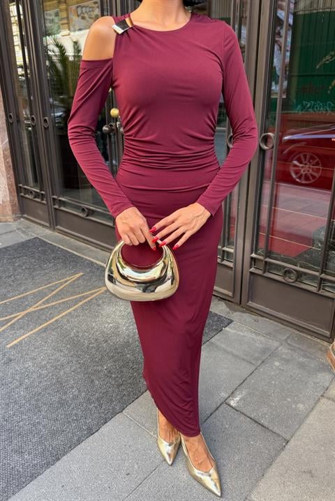 Claret Red Elegant Formal Maxi Sheath Dress