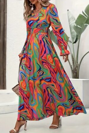 Green Boho A-Line Floor Length Dress With Ruffle Sleeves - Brand: Janes - Women & Kids, Baby Clothes Wholesale - Globality Store