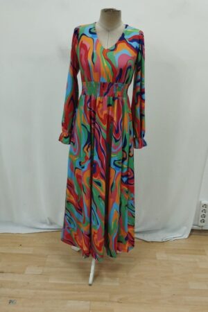 Green Boho A-Line Floor Length Dress With Ruffle Sleeves - Brand: Janes - Women & Kids, Baby Clothes Wholesale - Globality Store