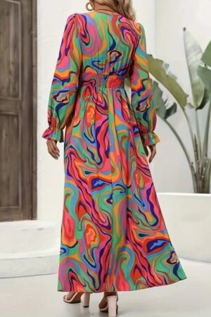Green Boho A-Line Floor Length Dress With Ruffle Sleeves - Brand: Janes - Women & Kids, Baby Clothes Wholesale - Globality Store