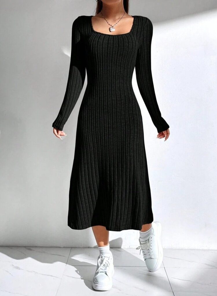 ElegantSheath Dress With Square Neck