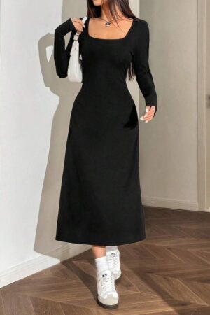 ElegantSheath Dress With Square Neck - Brand: Janes - Women & Kids, Baby Clothes Wholesale - Globality Store