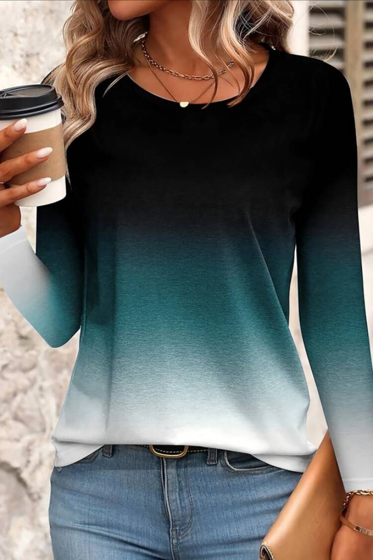 Black Ombre Casual Blouse With Long Straight Sleeves - Brand: Janes - Women & Kids, Baby Clothes Wholesale - Globality Store