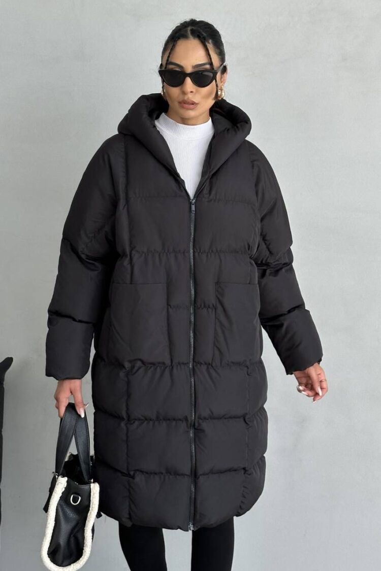 Black Oversized Puffer Coat With Hood - Brand: My Jest Fashion - Women & Kids, Baby Clothes Wholesale - Globality Store