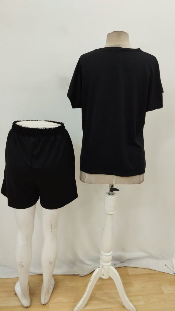 Black Casual Sport Set With Hearts - Athletic Shorts