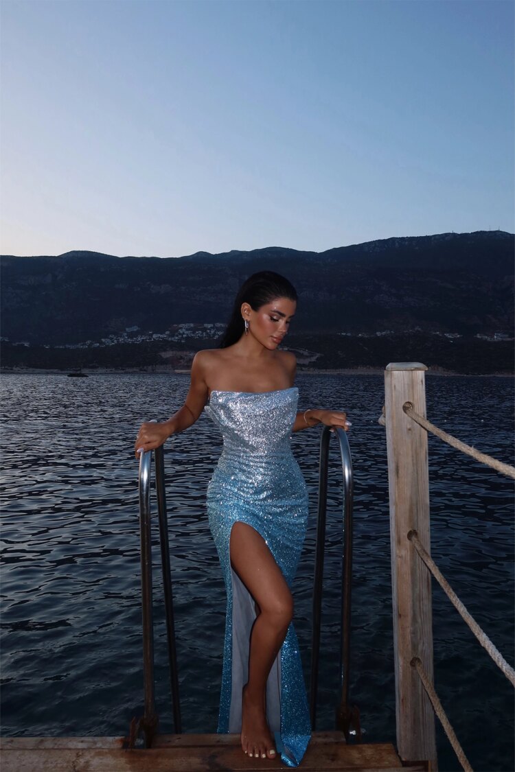 Two-Tone Toulon Long Slit Dress