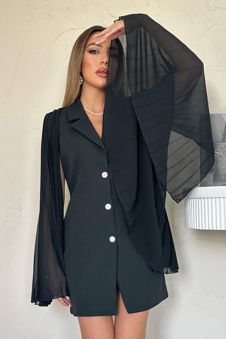Black Elegant Slim Fit Single-Breasted Jacket