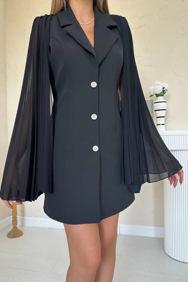Black Elegant Slim Fit Single-Breasted Jacket