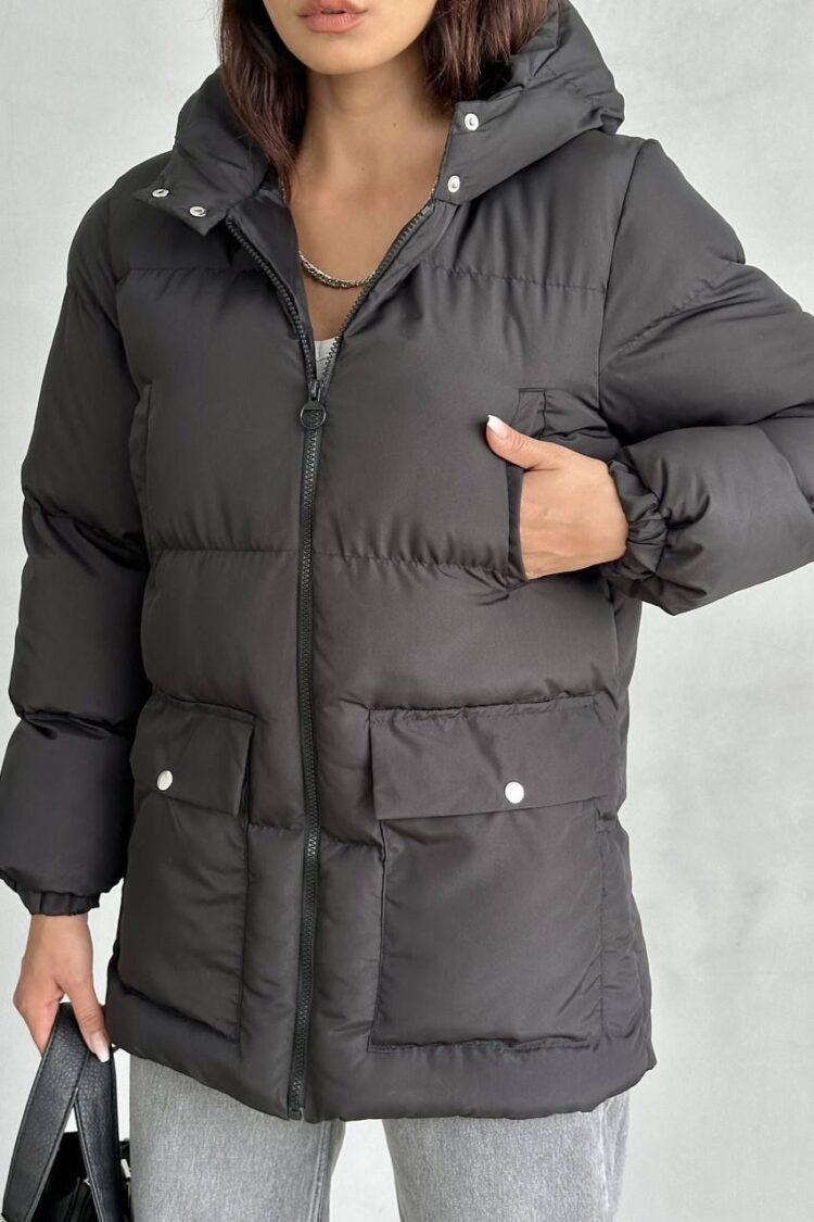 Puffer Jacket With Oversized Fit & Hooded Collar