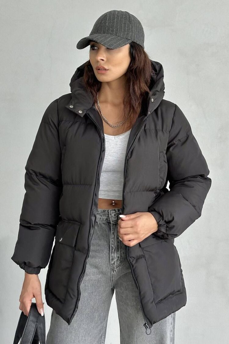 Puffer Jacket With Oversized Fit & Hooded Collar