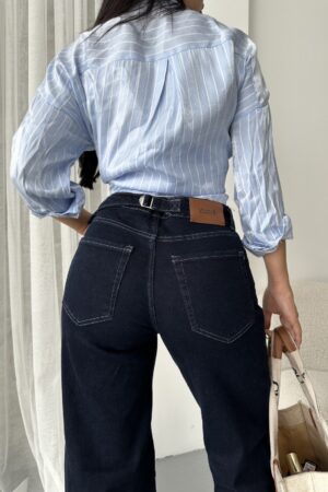 Blue High Waist Mom Jeans With Wide Leg - Brand: XLove - Women & Kids, Baby Clothes Wholesale - Globality Store