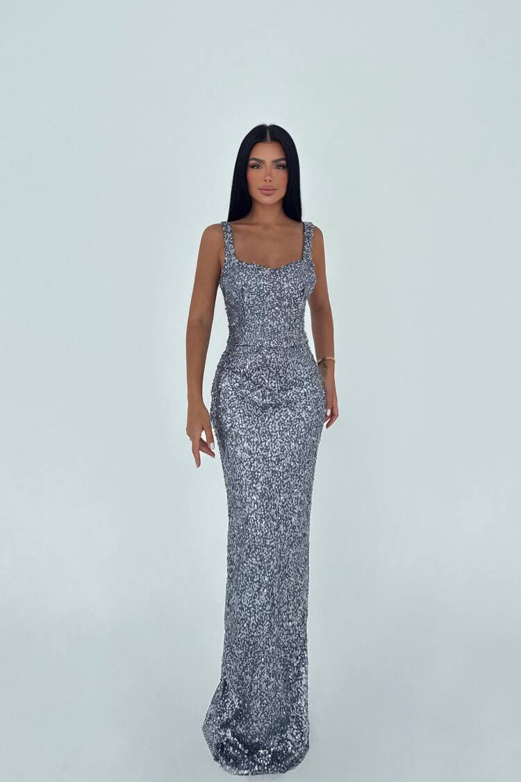 Silver Elegant Glam Formal Dress - Brand: EYYO ATELIER - Women & Kids, Baby Clothes Wholesale - Globality Store
