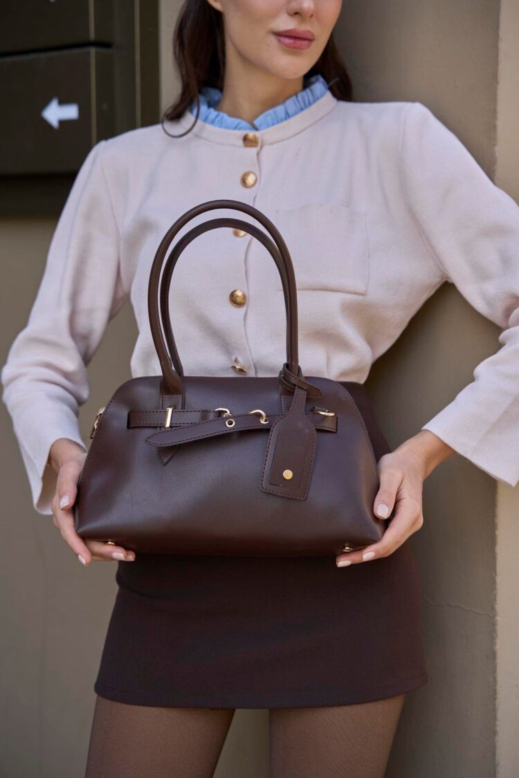 Retro Handbag Hand and Shoulder Bag Brown with Gold Accessories - Brand: Mina Fashion - Women & Kids, Baby Clothes Wholesale - Globality Store