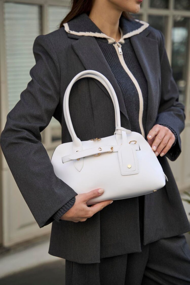 Gold Accessory Retro Handbag Hand and Shoulder Bag White
