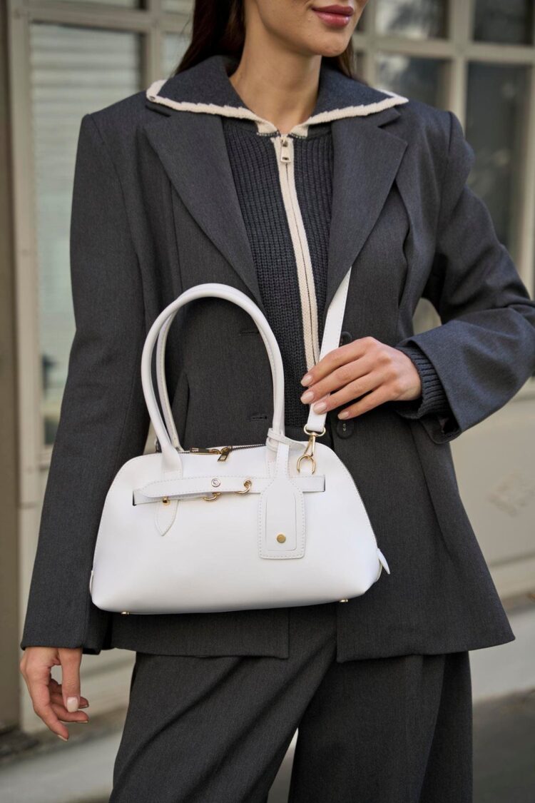 Gold Accessory Retro Handbag Hand and Shoulder Bag White