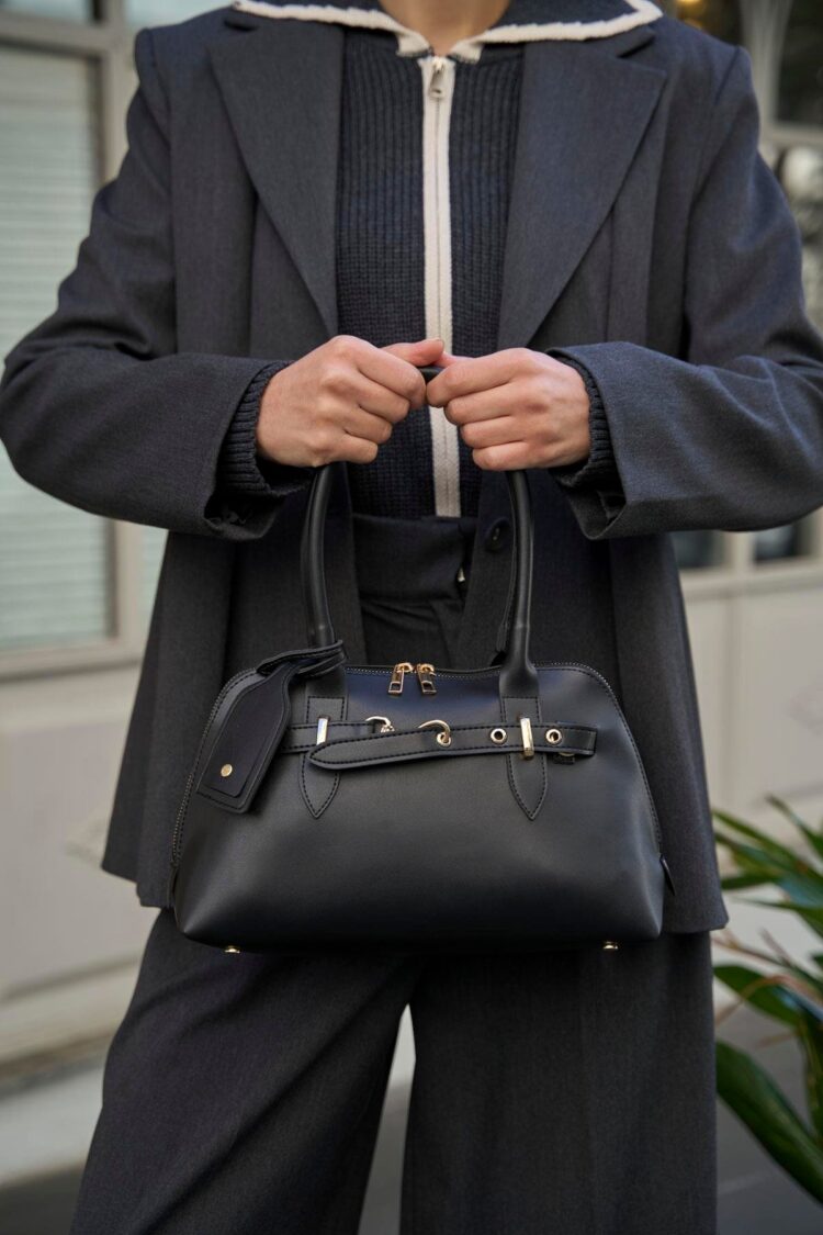 Gold Accessory Retro Handbag Hand and Shoulder Bag Black