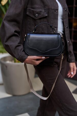 Cross Strap Hand and Shoulder Bag with Lid Black - Brand: Mina Fashion - Women & Kids, Baby Clothes Wholesale - Globality Store