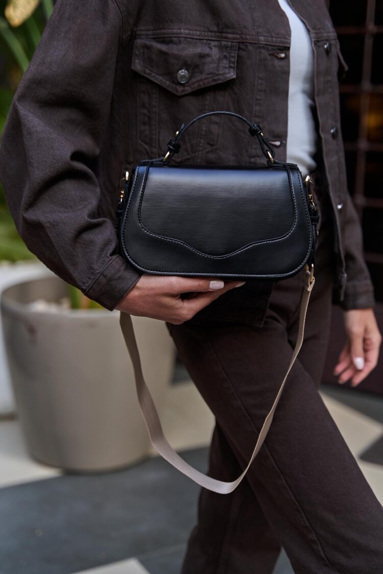 Cross Strap Hand and Shoulder Bag with Lid Black - Brand: Mina Fashion - Women & Kids, Baby Clothes Wholesale - Globality Store