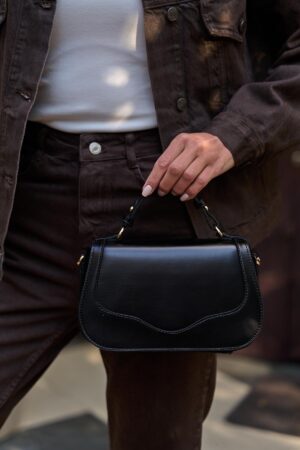 Cross Strap Hand and Shoulder Bag with Lid Black - Brand: Mina Fashion - Women & Kids, Baby Clothes Wholesale - Globality Store