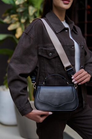 Cross Strap Hand and Shoulder Bag with Lid Black - Brand: Mina Fashion - Women & Kids, Baby Clothes Wholesale - Globality Store