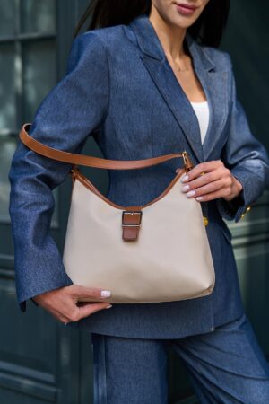 Gold Buckle Detailed Hand and Shoulder Bag Cream - Brand: Mina Fashion - Women & Kids, Baby Clothes Wholesale - Globality Store