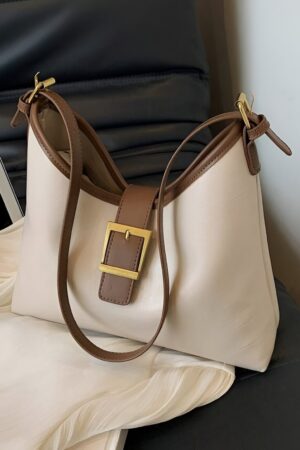 Gold Buckle Detailed Hand and Shoulder Bag Cream - Brand: Mina Fashion - Women & Kids, Baby Clothes Wholesale - Globality Store