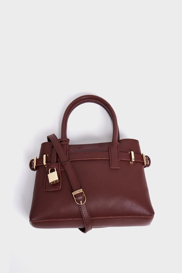 Mini Lock Detailed Hand and Shoulder Bag Burgundy - Brand: Mina Fashion - Women & Kids, Baby Clothes Wholesale - Globality Store