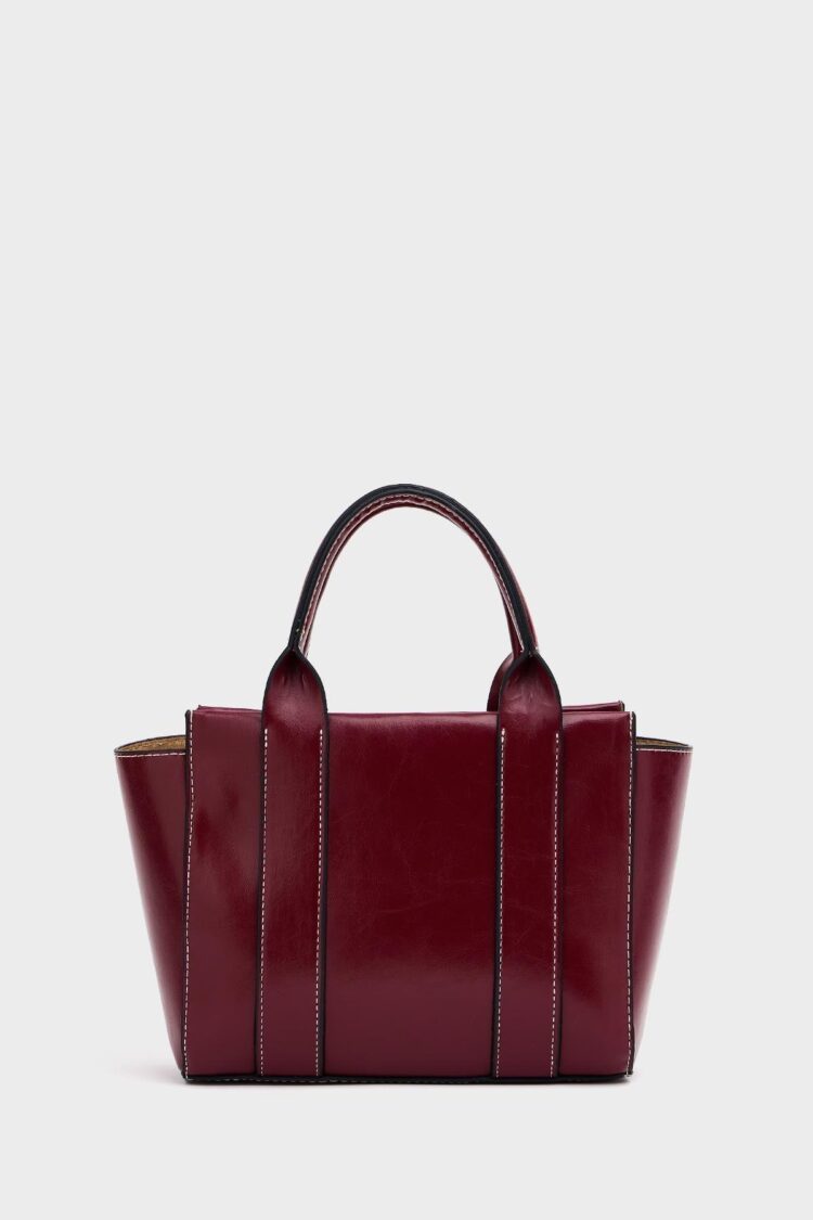 Mini Tote Hand and Shoulder Bag Burgundy
