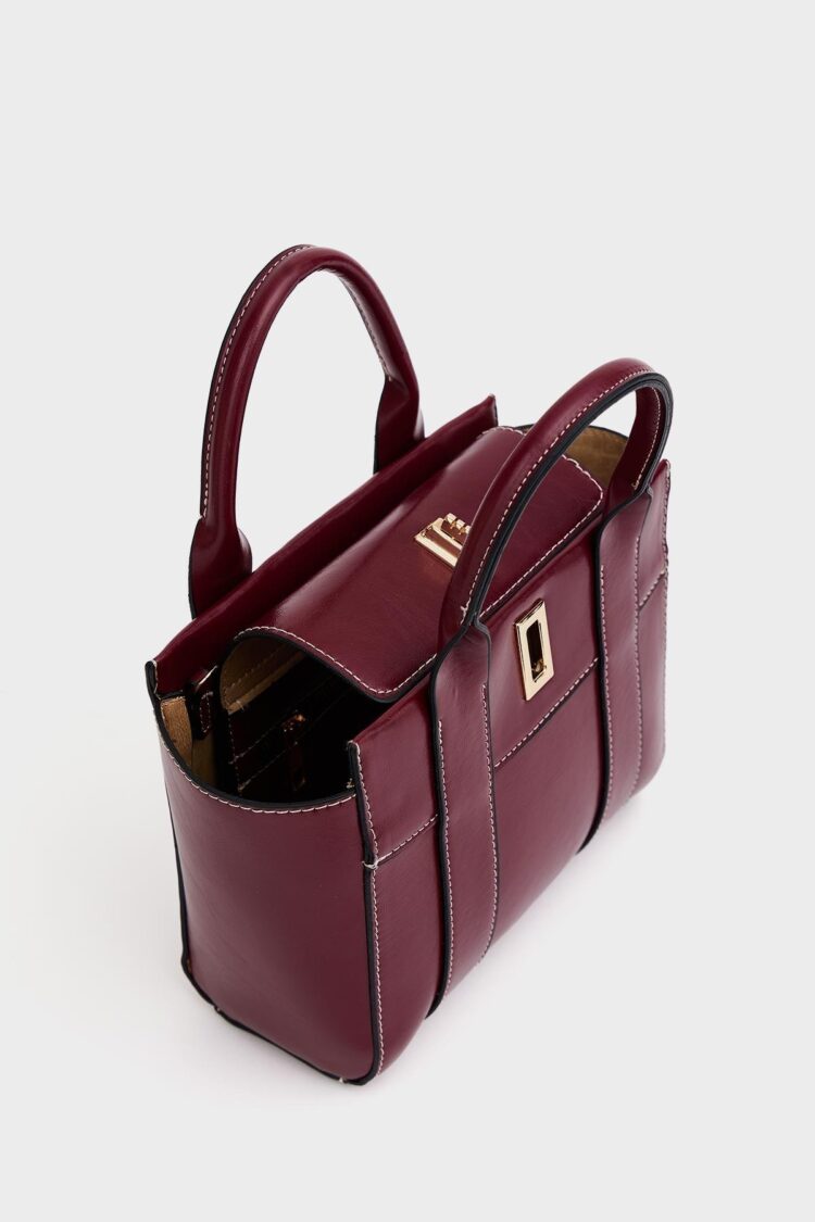 Mini Tote Hand and Shoulder Bag Burgundy